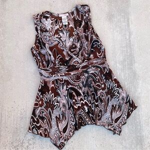 Brown Paisley Tank Top